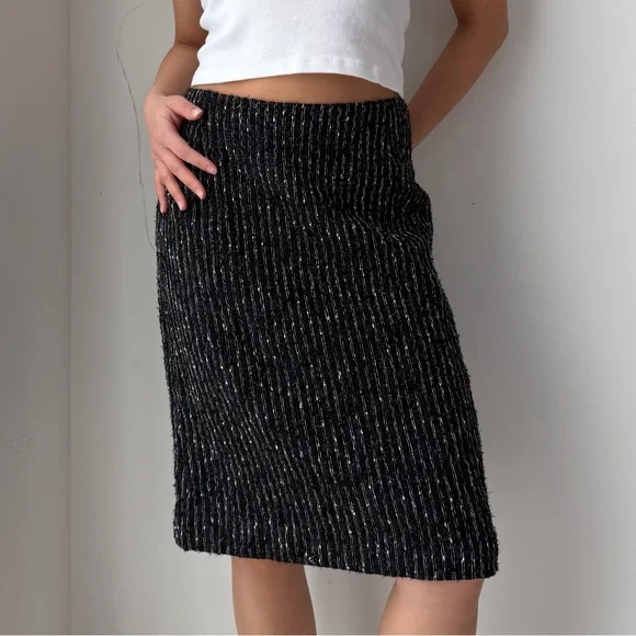 Sunny Choi Black Striped Wool Skirt - Small - Picture 2 of 4